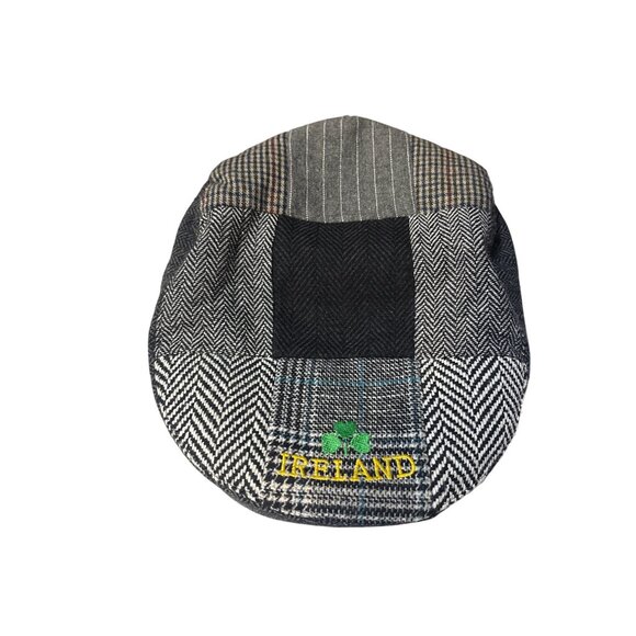 JC Walsh & Sons Ireland Patchwork Flat Cap With Embroidered Shamrock & Irish Ble - Picture 1 of 6